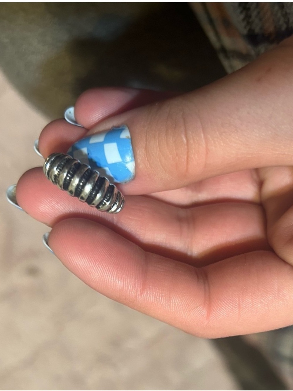 Silver Ribbed Bead Charm - Metallic Accent